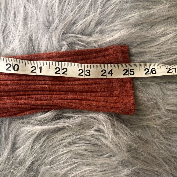 SO Top Sz M Blouse Burnt Orange Long Sleeve Tie Front Criss Cross Teen Crop Work - Picture 8 of 8